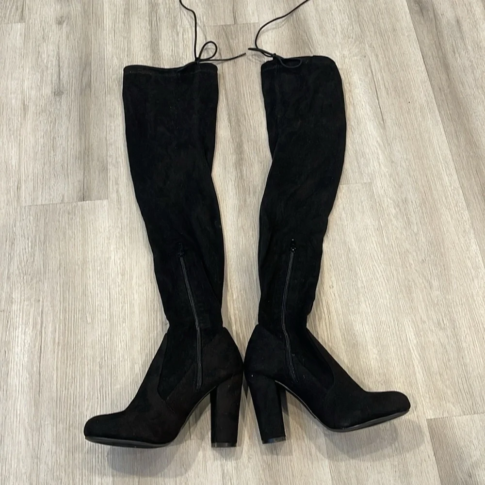 Fashion Nova Sexy Black Over-the-Knee Boots Size 7.5